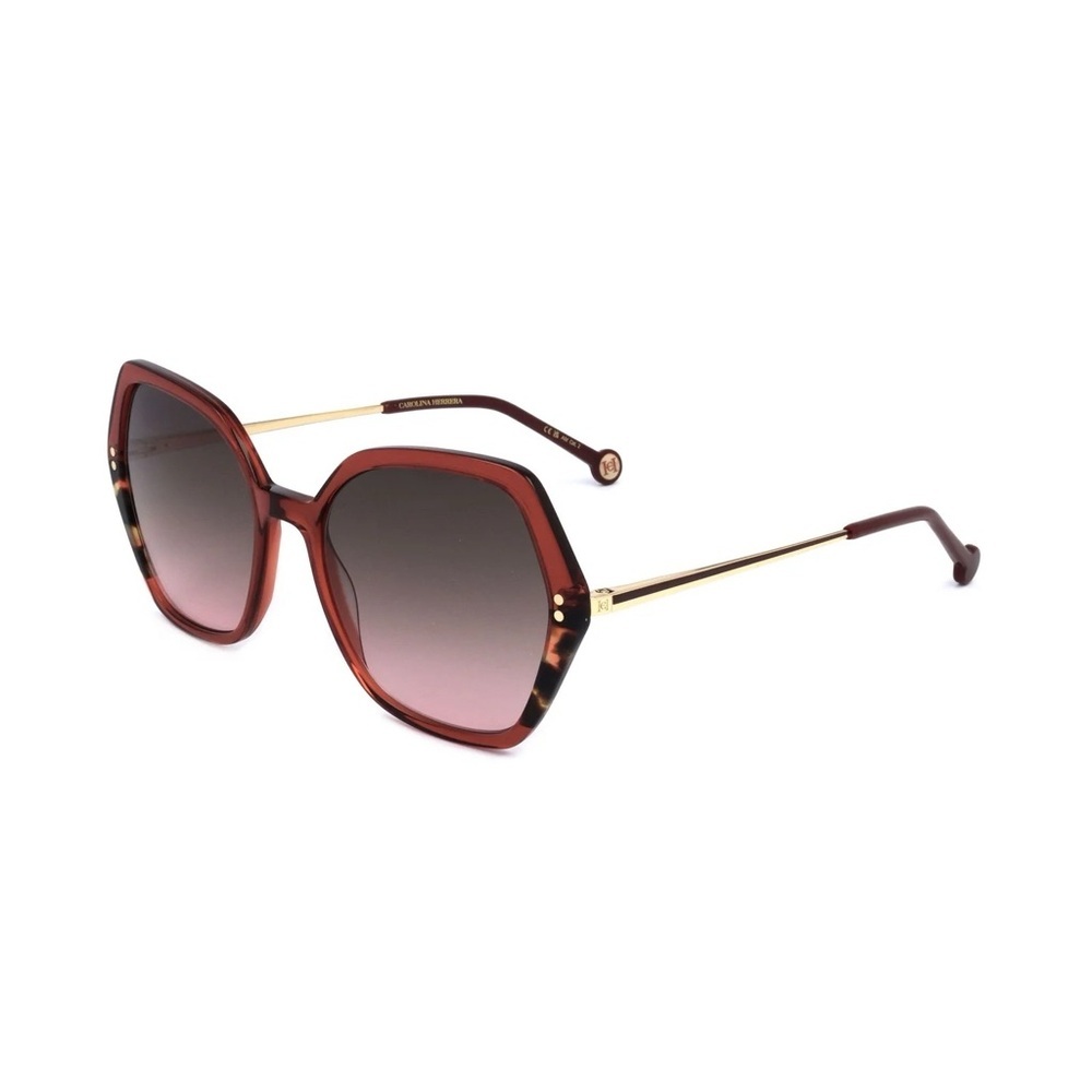 NWT Carolina Herrera Burgundy Tortoise Butterfly Sunglasses with case